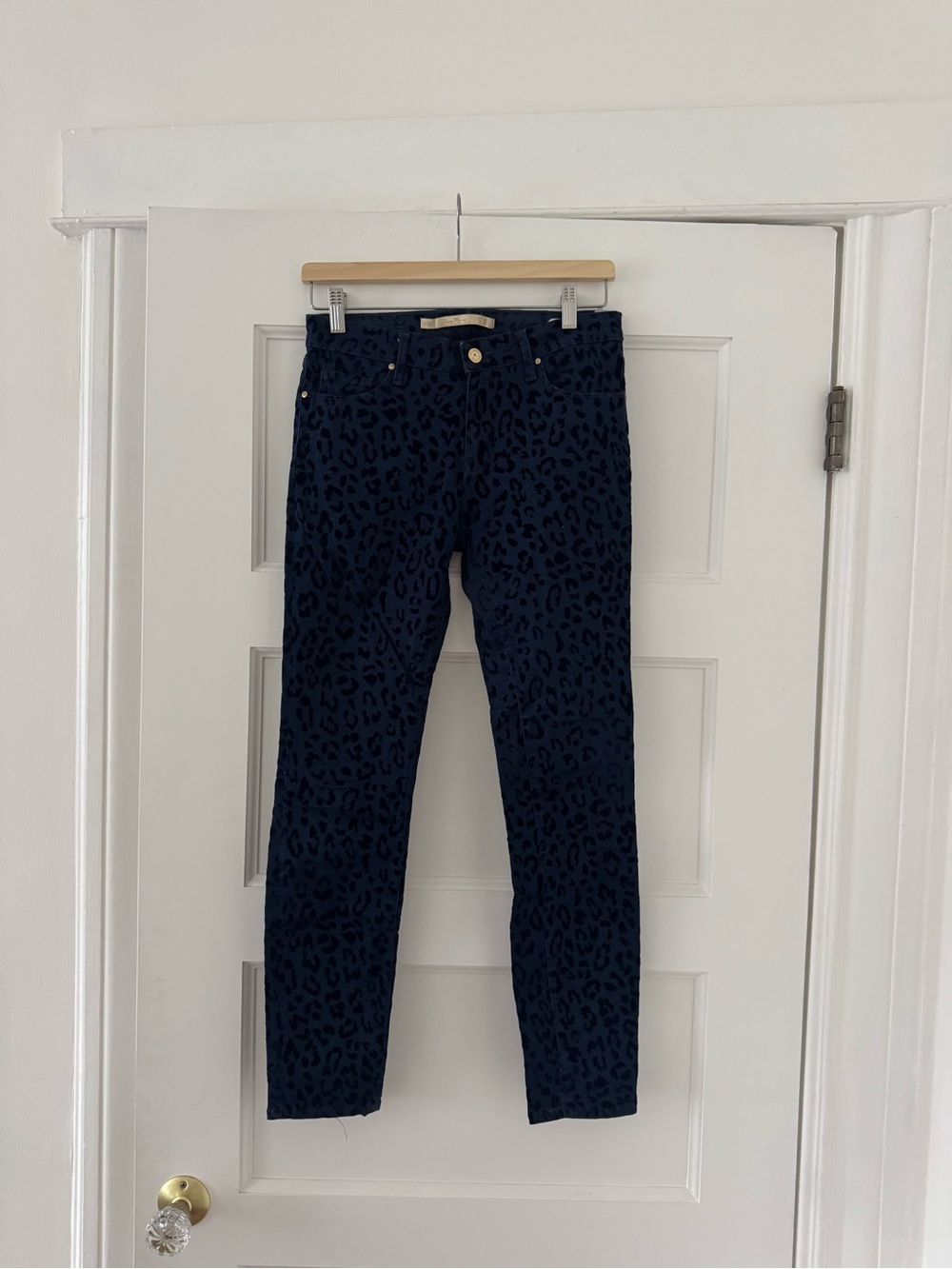 Zara Navy Leopard Skinny Jeans